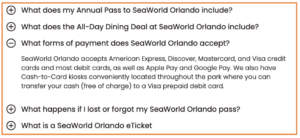 SeaWorld Website Guest FAQs